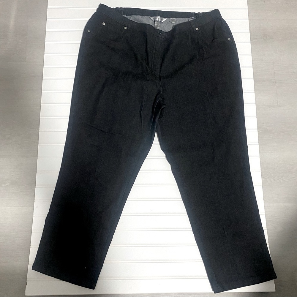 Allison Daley Women's Denim Jeans Black Plus Size 22WS Elastic Waist Both Sides